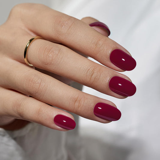 BTArtbox red valentines press-on nails closeup with glossy gel finish for salon look.