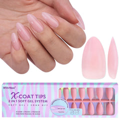 BTArtbox XCOATTIPS matte medium almond nails offer a natural look and easy application.