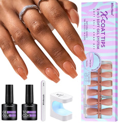 BTArtbox XCOATTIPS short coffin nail tips provide a natural, seamless look.