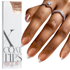 BTArtboxnails French tip press-on nails in brown short almond for quick salon-style manicure