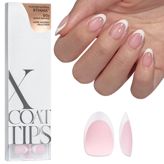 BTARTBOXNAILS French Tip press-on nails in pink extra-short almond for quick manicure