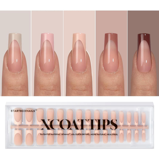BTArtboxnails XCOATTIPS French Tip nails long square for a natural, elegant look
