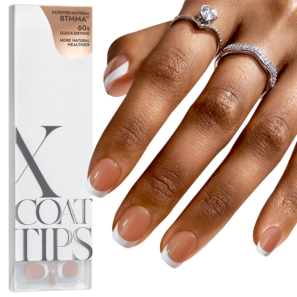 BTArtboxnails XCOATTIPS brown extra short square French tip for easy at-home manicure.
