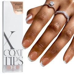 BTArtboxnails XCOATTIPS brown extra short square French tip for easy at-home manicure.