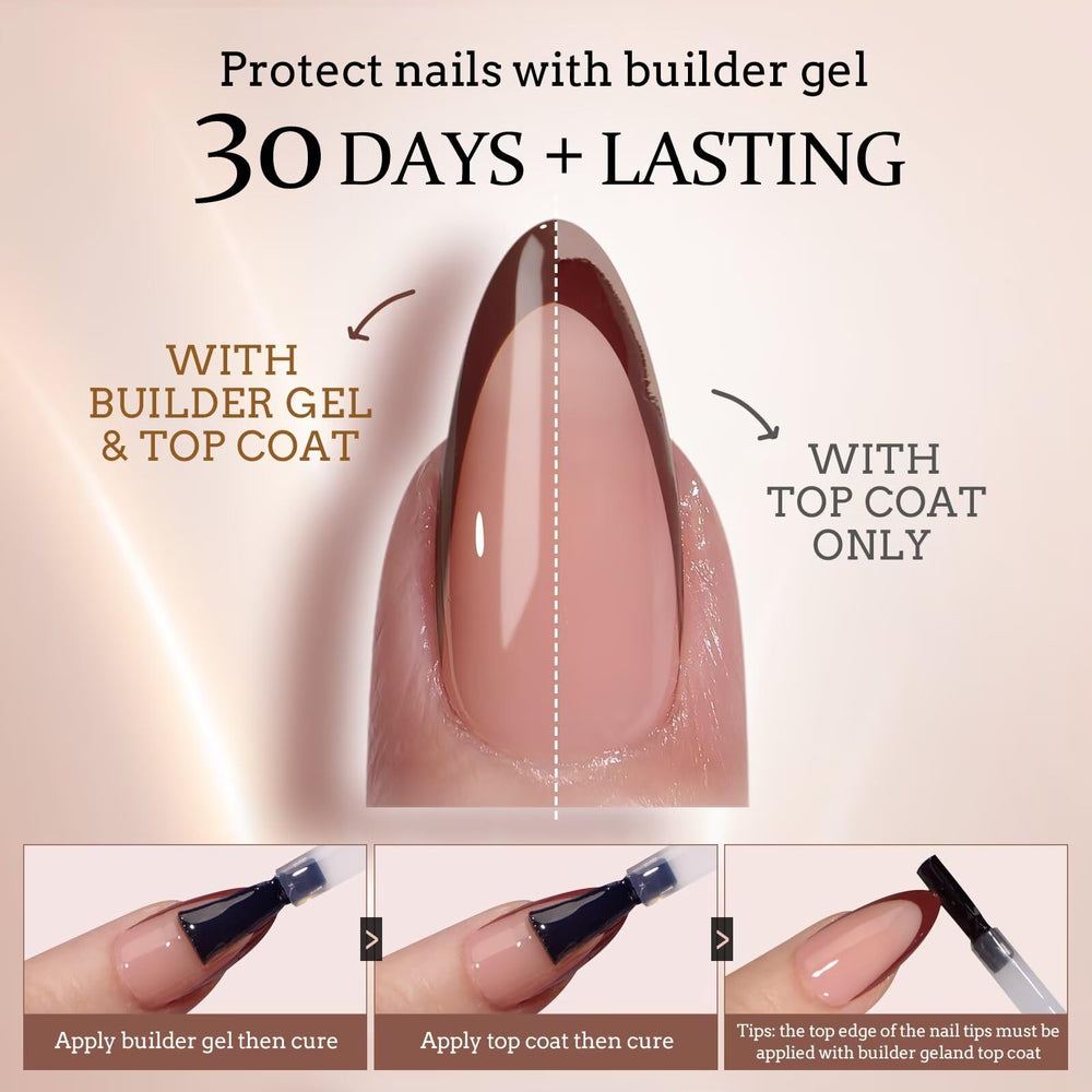 BTArtboxnails XCOATTIPS builder gel and top coat for durable at-home nails.