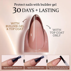 BTArtboxnails XCOATTIPS builder gel and top coat for durable at-home nails.