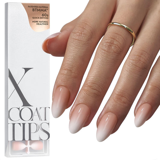 BTArtboxnails XCOATTIPS ombre short almond nails for at-home manicure with natural gel finish.