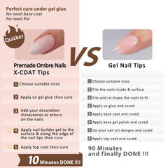 BTArtboxnails XCOATTIPS comfortable short almond nails with no stinging during wear.