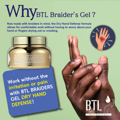 BTL Braider's Hands Dry Defense edge control and twist retention for professional styles.