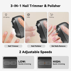 BTWOGO with LED light on for precise visibility during nail care
