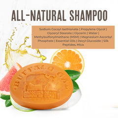 Close-up of Buffalo Gal MSM + Tallow Shampoo Bar ingredients.