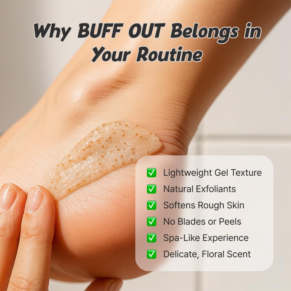 BuffOut in a shower setup, ready for quick exfoliation routine.