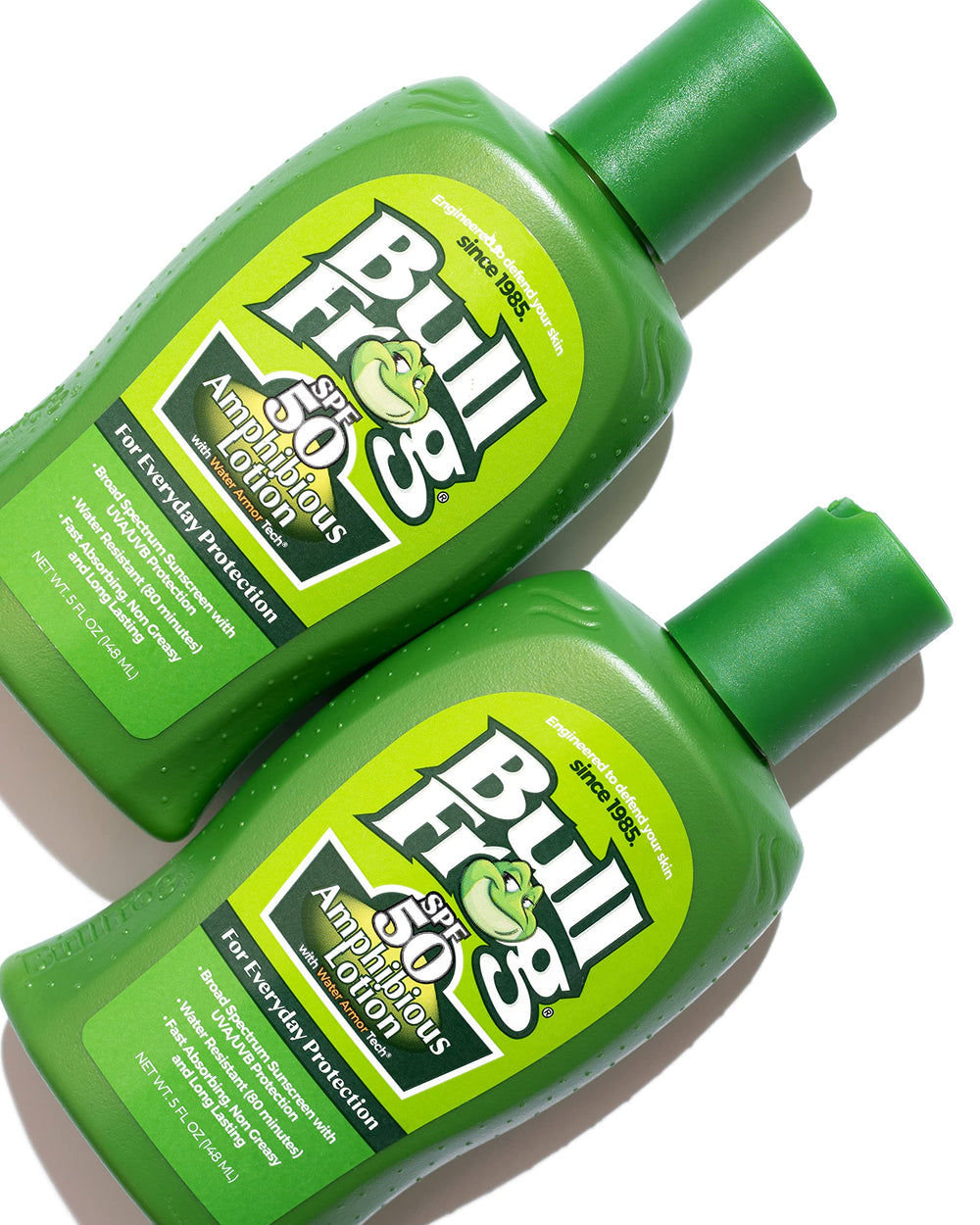 Beach scene with Bullfrog SPF 50 demonstrates quick-absorb, non-greasy sunscreen.
