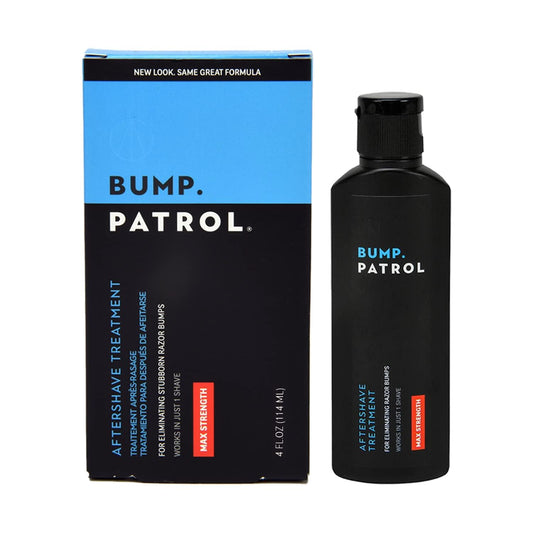 Bump Patrol maximum-strength aftershave bottle for post-shave care and bump reduction.