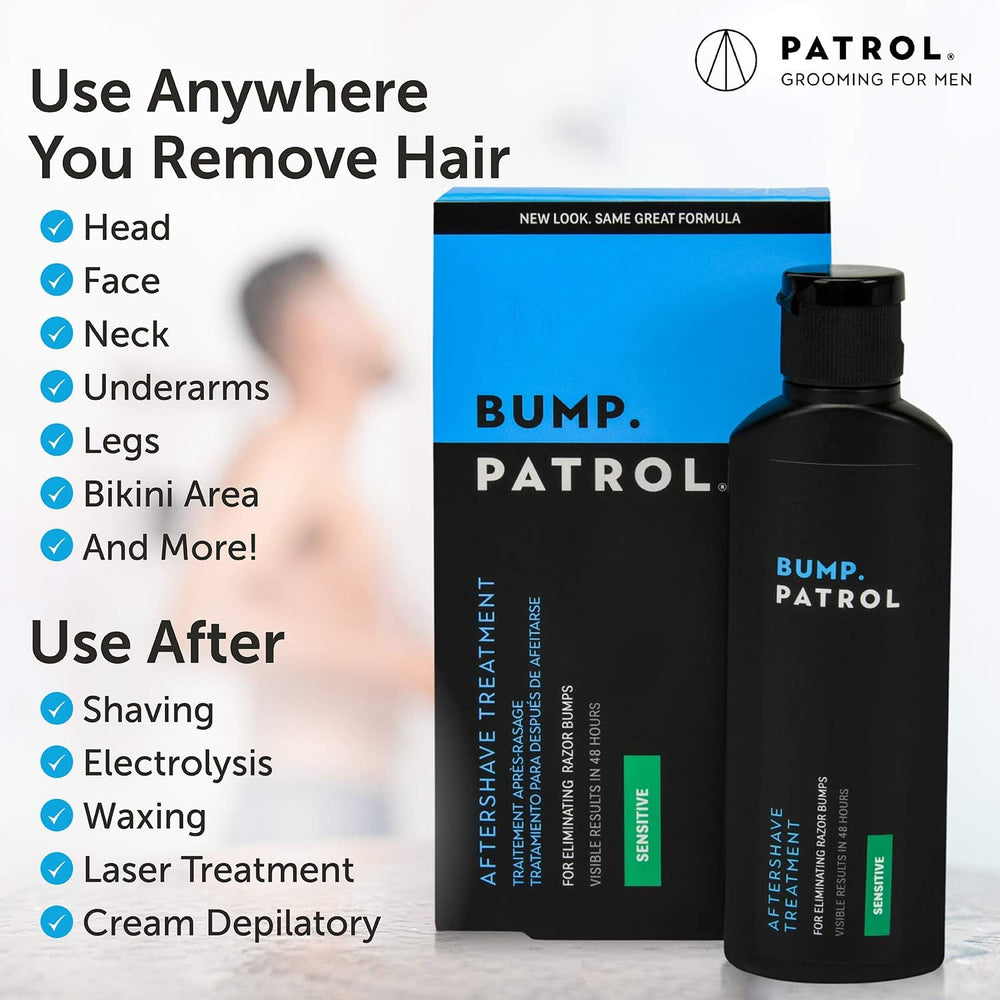 Bump Patrol Sensitive Strength pack front showcases two-pack value for post-shave comfort.