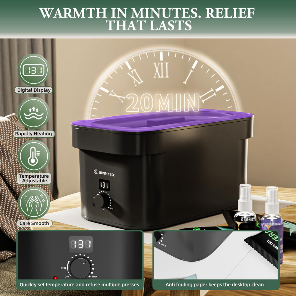 BUMPLYBEE digital temperature display helps tailor heat safely during sessions.