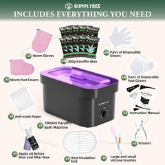 BUMPLYBEE hands and feet paraffin treatment demonstrates at-home pampering and hydration.
