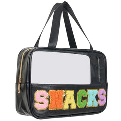 Burskit clear snack bag with chenille letters for stylish organization on the go.