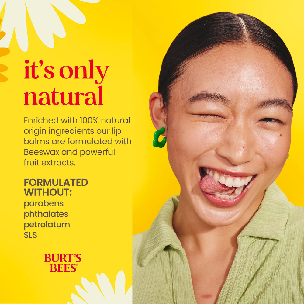 Burt's Bees Beeswax lip balm tube close-up with refreshing peppermint tingle