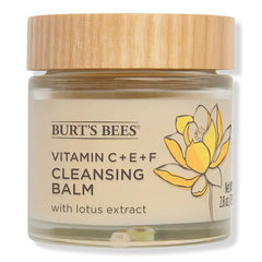 Burt's Bees cleansing balm with lotus—melts to lotion for gentle cleansing and hydration.