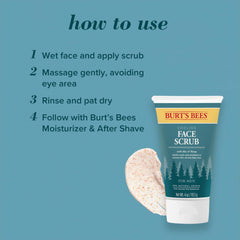 Aloe and hemp oil on Burt's Bees scrub packaging for nourishment.
