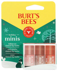 Burt's Bees Holiday Minis Lip Balm 3-pack front view for gift-ready appeal.