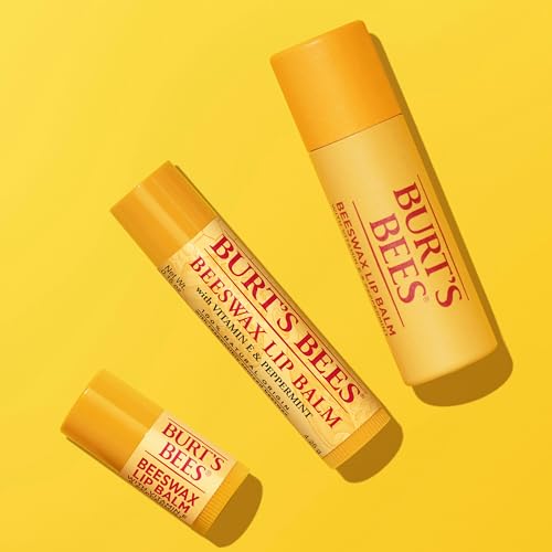 Vitamin E enriched Burt's Bees Lip Balm Original Beeswax nourishes lips.