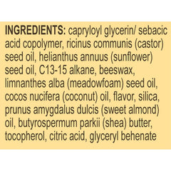 Burt's Bees Lip Oil packaging close-up highlights parabens-free formula.