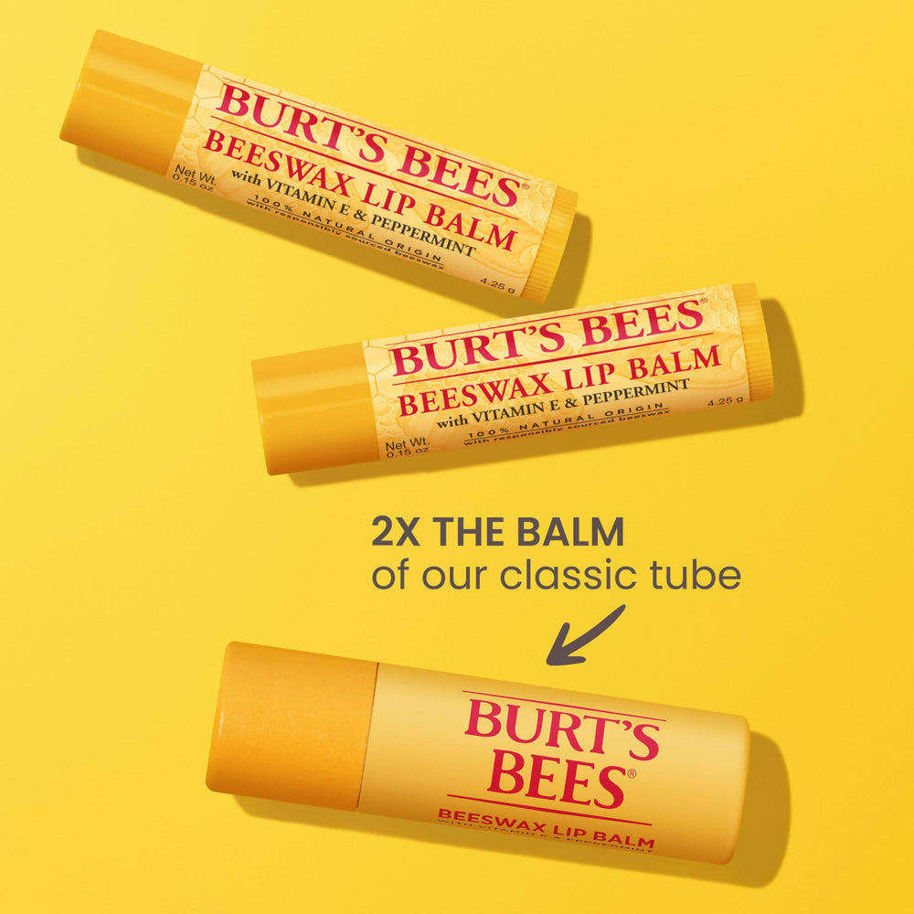 Burt's Bees Original Beeswax lip balm tube delivers refreshing peppermint tingling.