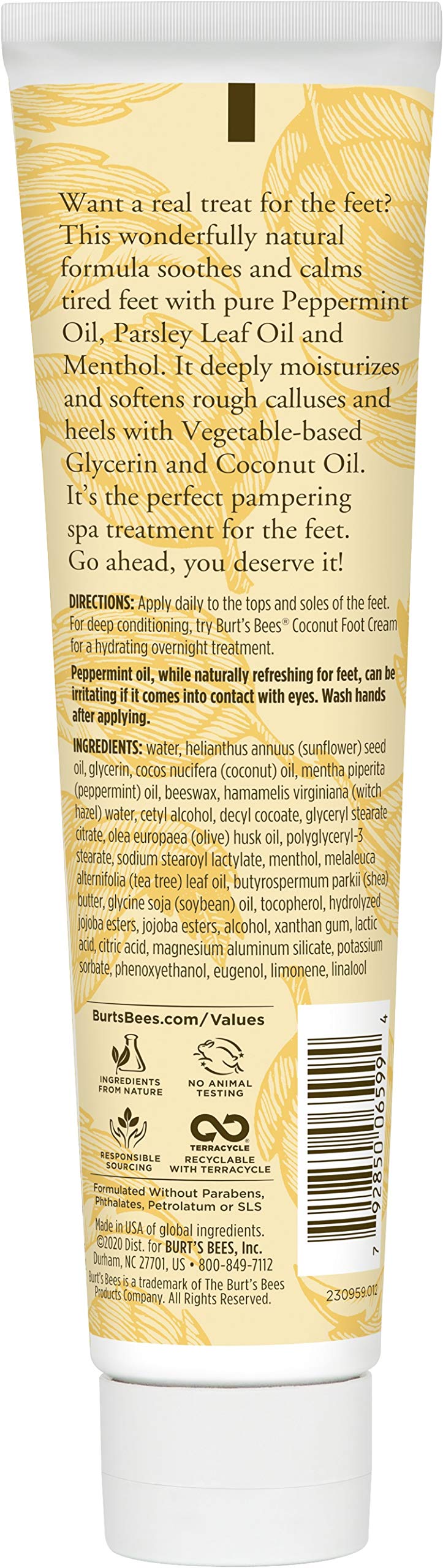 Creamy peppermint foot lotion texture smoothing rough skin.