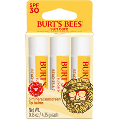 Banana leaf and vanilla scented Burt's Bees lip balm close-up.