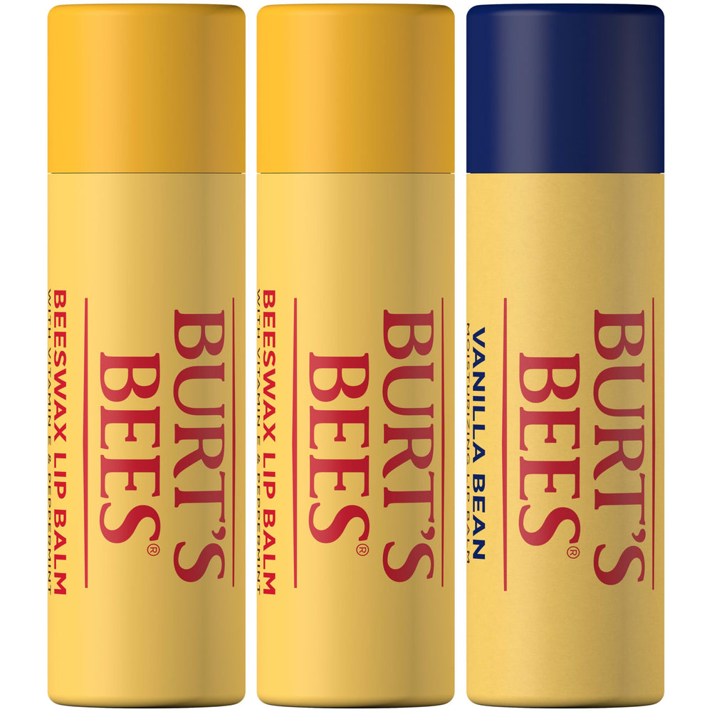 Burt's Bees Vanilla Bean flavor close-up on lip balm.