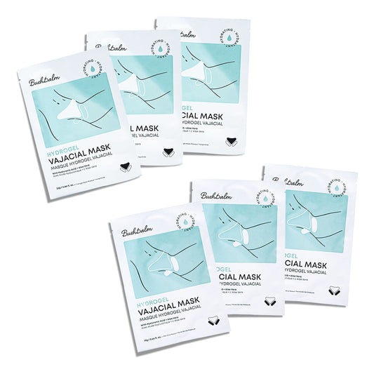 Bushbalm Hydrogel Vajacial Mask pack front view for post-wax hydration.