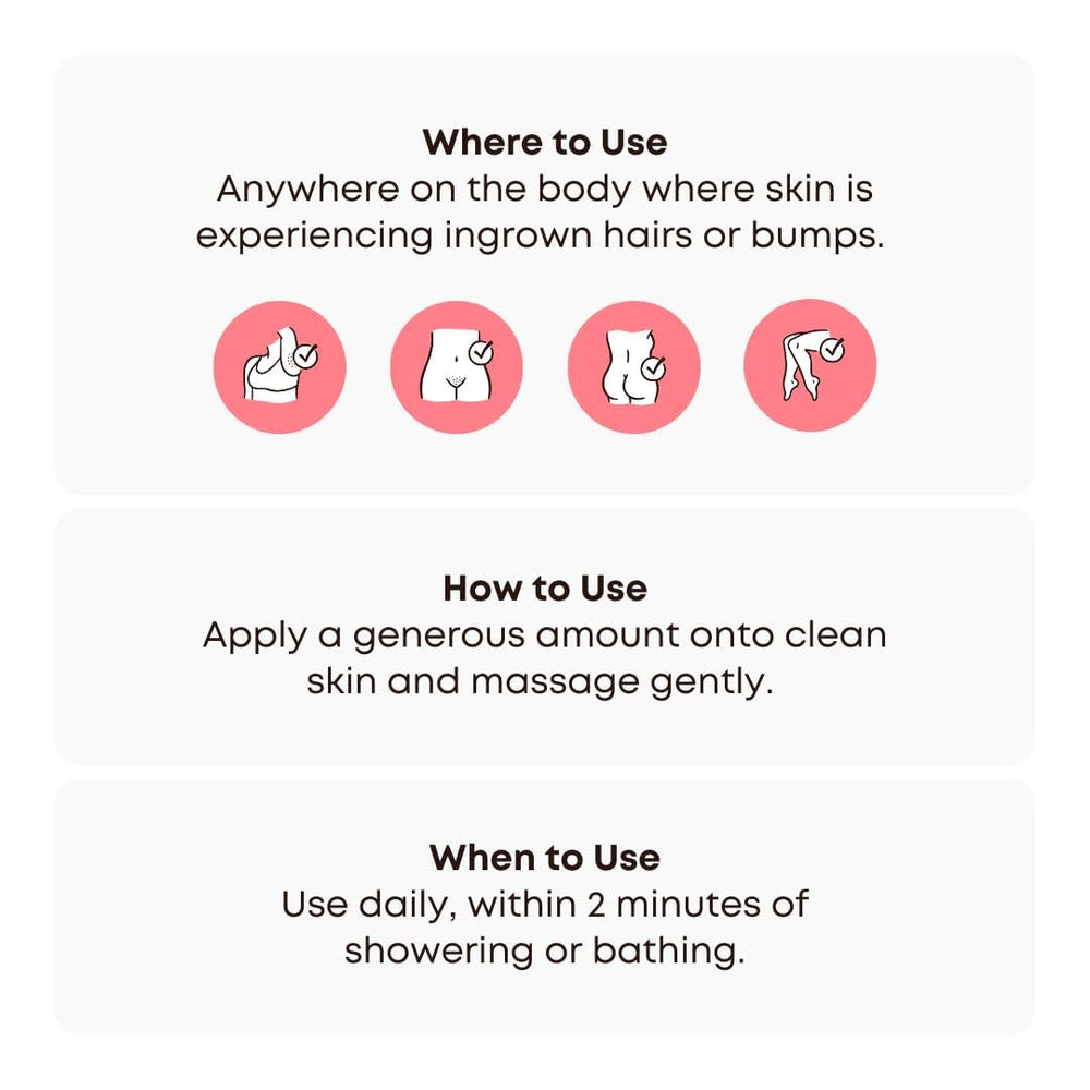 Bushbalm Ingrown Hair Oil pump-applicator in hand for easy application.