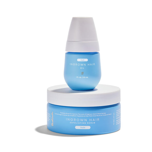 Bushbalm Nude Ingrown Hair Oil 30 ml bottle pour for hydrated, smooth skin.