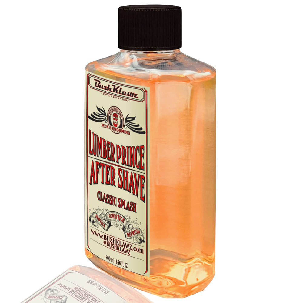 BushKlawz Active Prince aftershave bottle with cooling, invigorating post-shave feel.