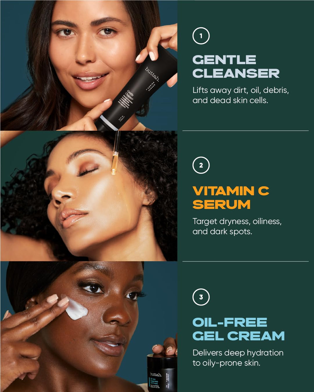 Buttah Skin bottle graphic highlights grape seed extract for antioxidant-backed hydration