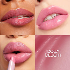 Buxom Dolly Delight application on lips demonstrates instant lip softness and fullness