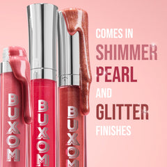 Buxom Full-On Lip Polish Rose Gold Glint gives radiant color with a pearly sheen.