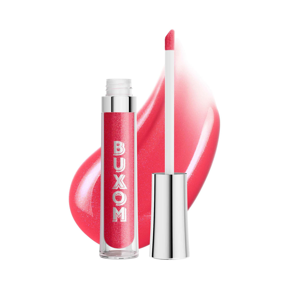 Buxom Full-On AQ Julie swatch showing sheer pink shimmer for lip glow