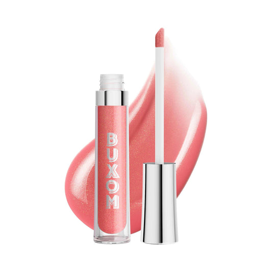 Buxom Full-On Lip Plumper gloss in Rose Pink Shimmer adds bold shine with a subtle plumping illusion.