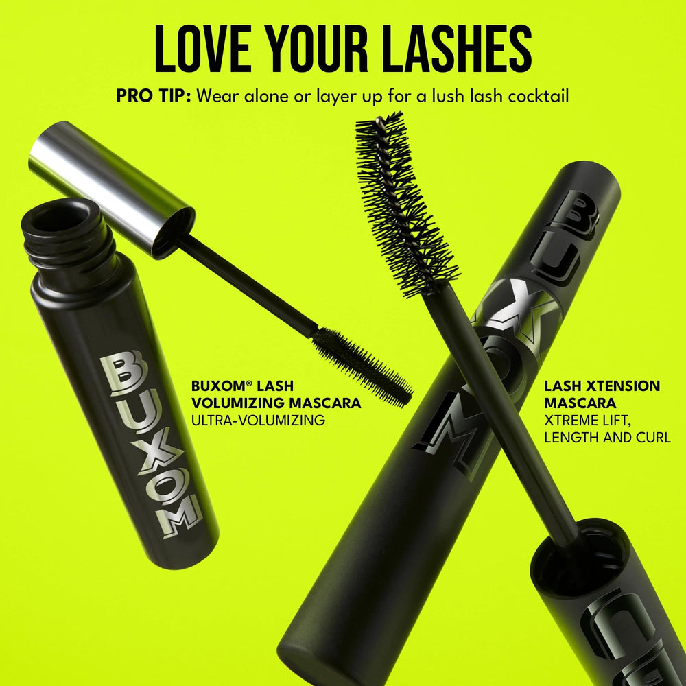 BUXOM Lash Xtension Lift mascara contains red clover peptide complex