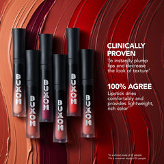 Buxom lip-hugging applicator applying color evenly.