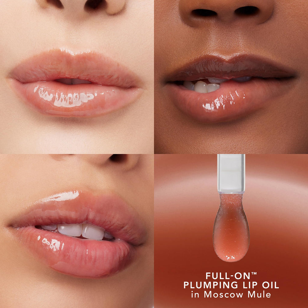 Buxom Moscow Mule plush doe-foot applicator for smooth lip oil application.