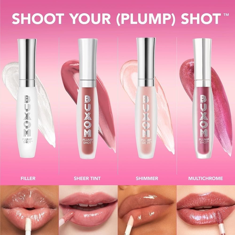 Buxom Plump Shot cruelty-free formula bottle and logo.