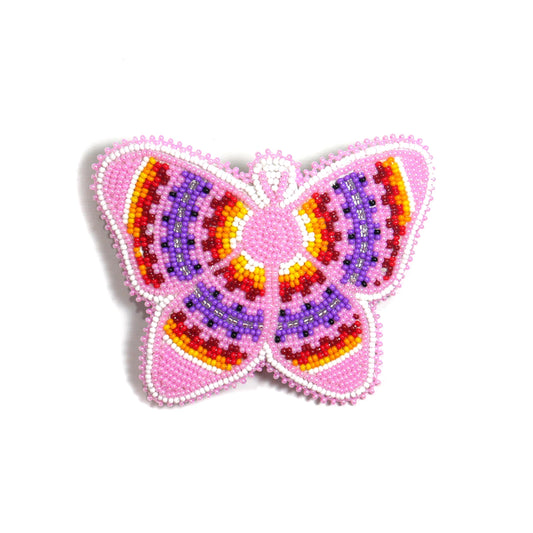 BuyBeaded butterfly baby pink hair clip with intricate beadwork for stylish looks.