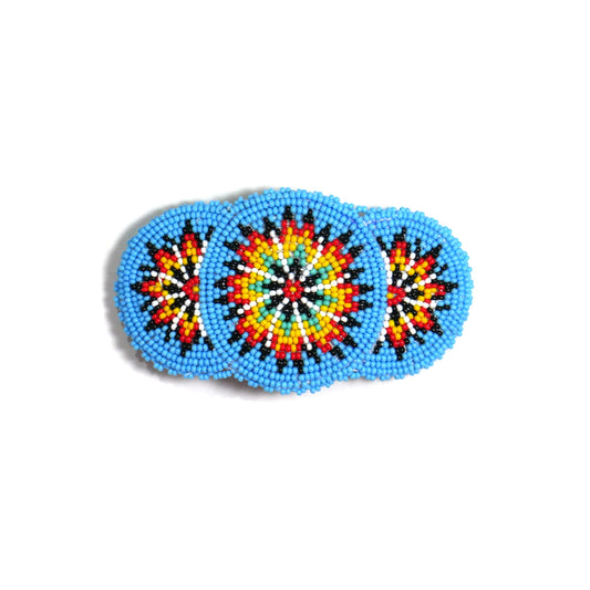 BuyBeaded Native American style hair clip 16H skyblue with vibrant beaded pattern for updos