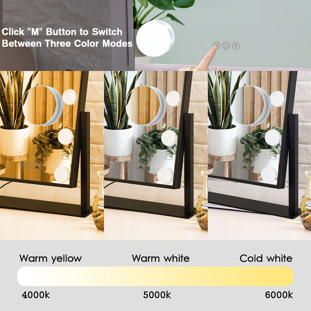 BWLLNI vanity mirror with lights offering 360-degree rotation for flexible angles.
