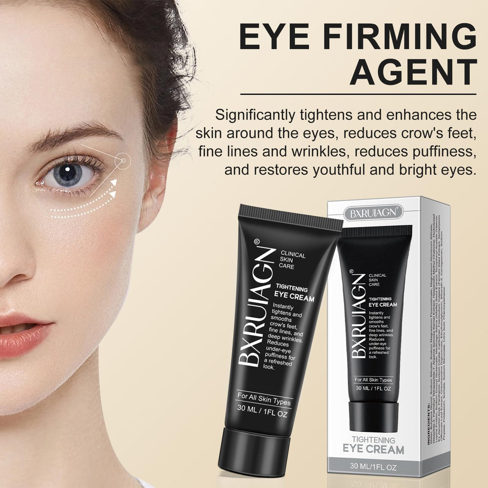BXRUIAGN Instant Eye Tightener cream tube highlights smooth texture ideal for daily under-eye care.