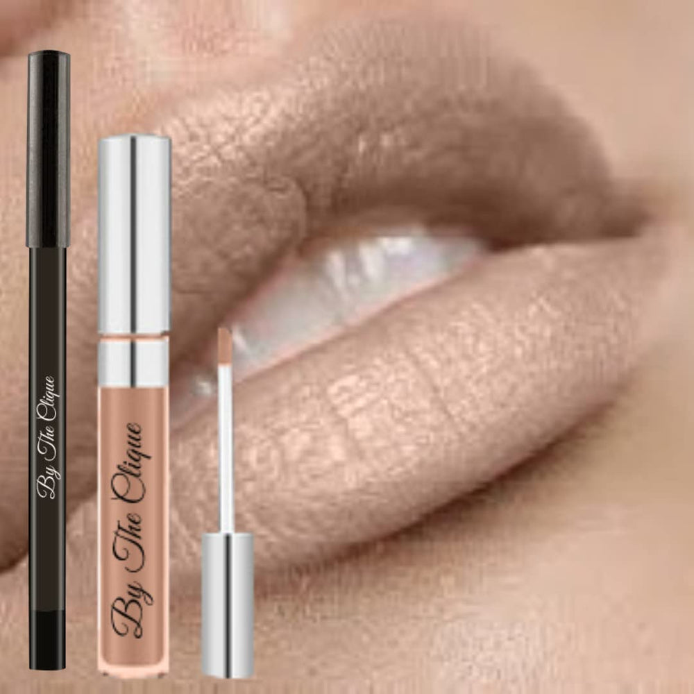By The Clique Premium Matte Lip Kit beige nude lipstick swatch for long-lasting color
